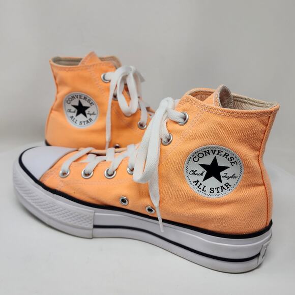 Converse Lift Hi Sneakers Women 7 Neon Peach Beam High Top Chuck Taylor Platform - Picture 1 of 13